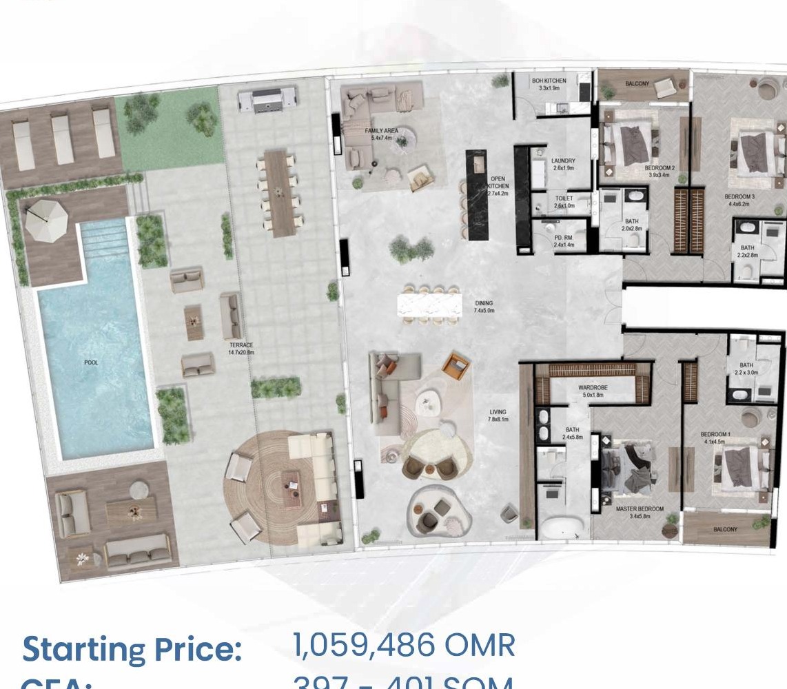 Sky Terrace Type 1 - 4 Bedroom - Opal 609